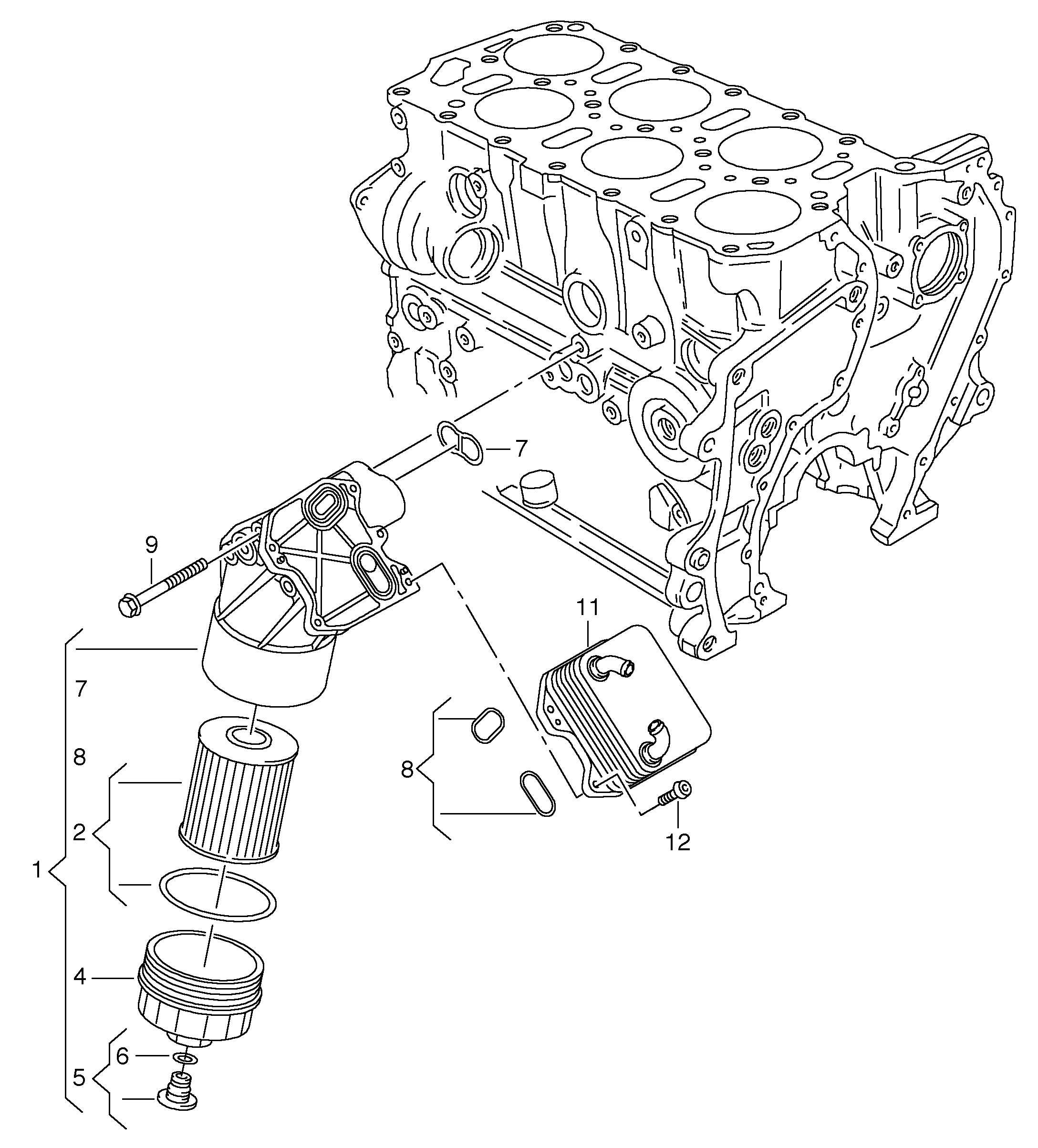 VAG 03H 198 070 - Blīvju komplekts, Eļļas radiators onlydrive.pro