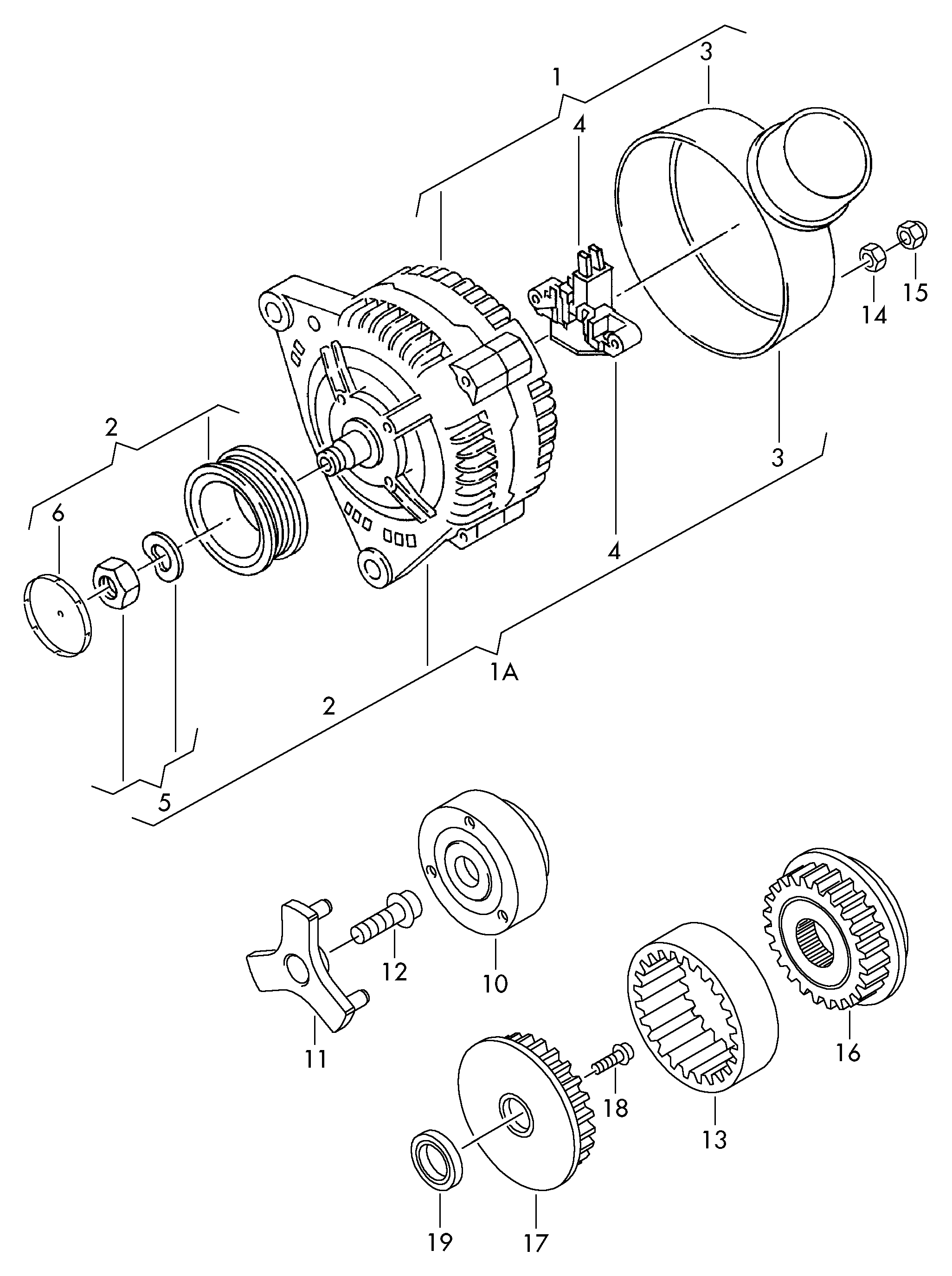 VAG 070903201C - Pulley, alternator, freewheel clutch onlydrive.pro