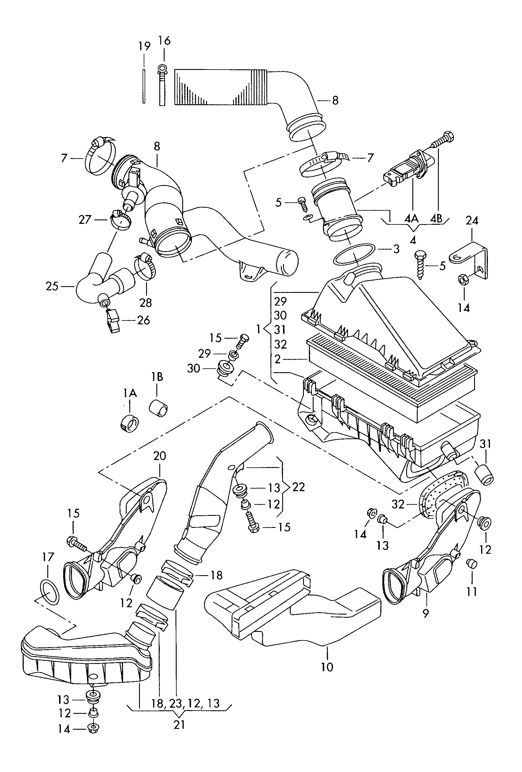 VAG 1J0 129 684 N - Gaisa tvērēja caurule, Gaisa filtrs onlydrive.pro