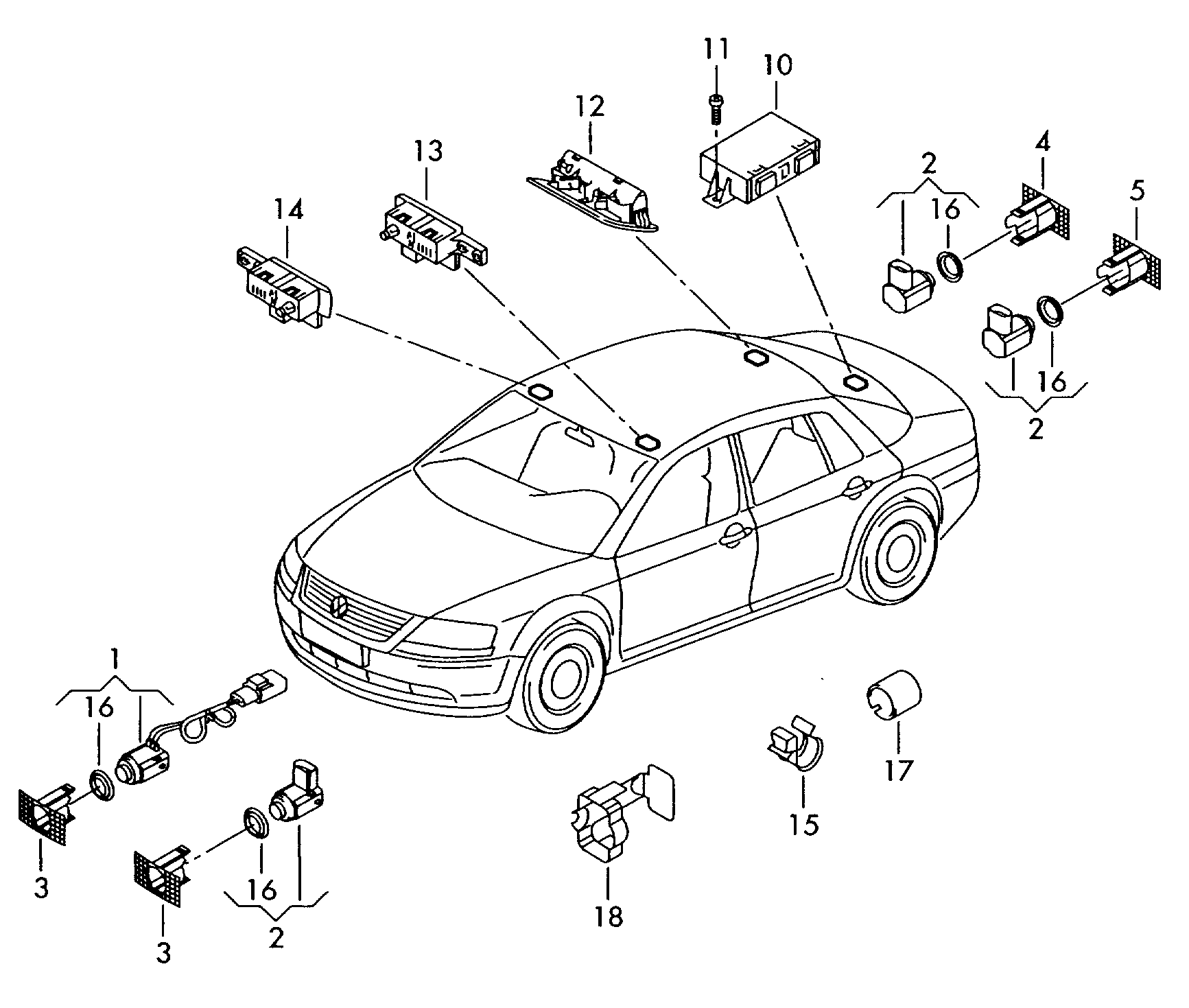 VAG 3D0 998 275B - Devējs, Parkošanās palīgsistēma onlydrive.pro