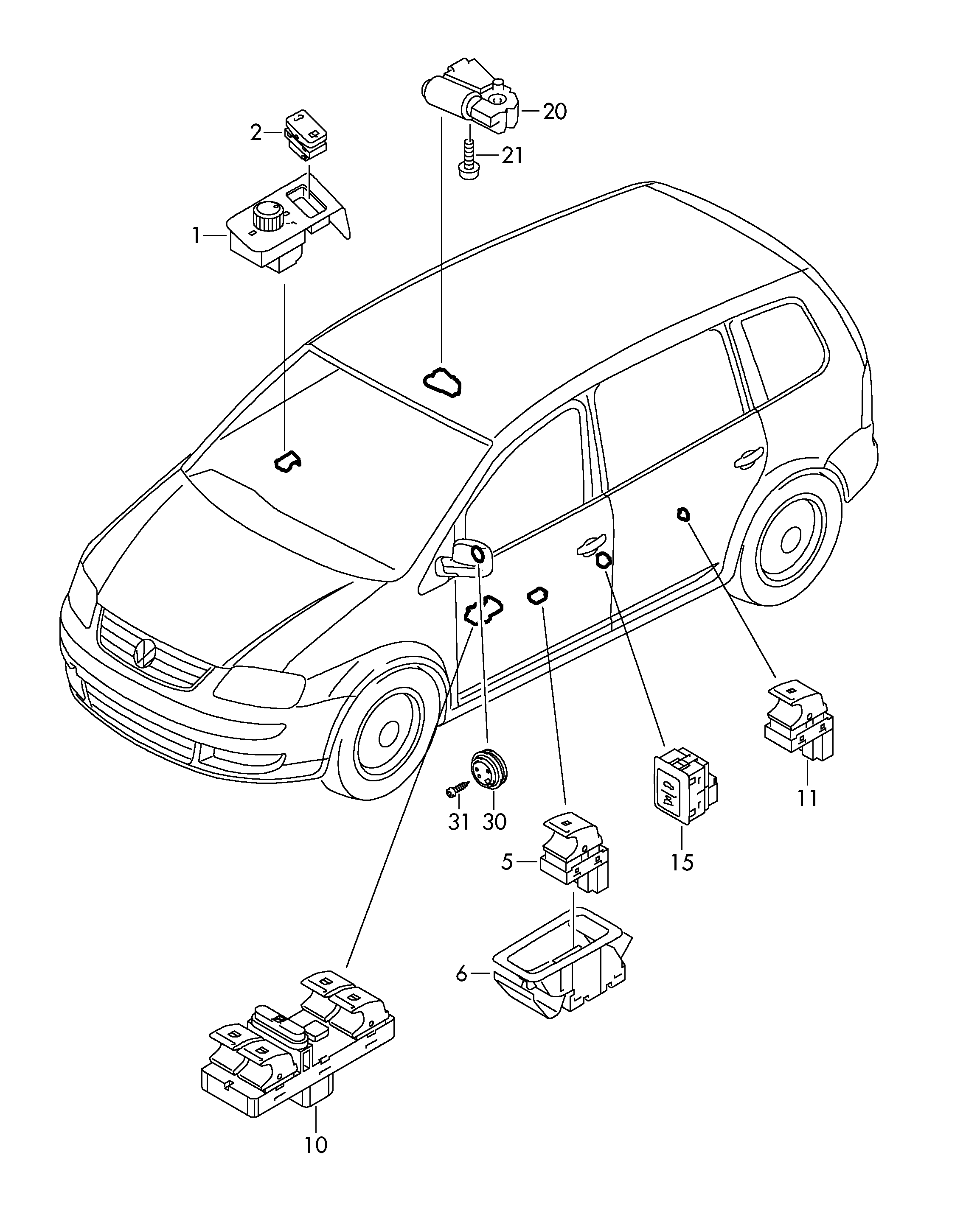 VAG 1K4 959 857 B - Выключатель, стеклоподъемник onlydrive.pro