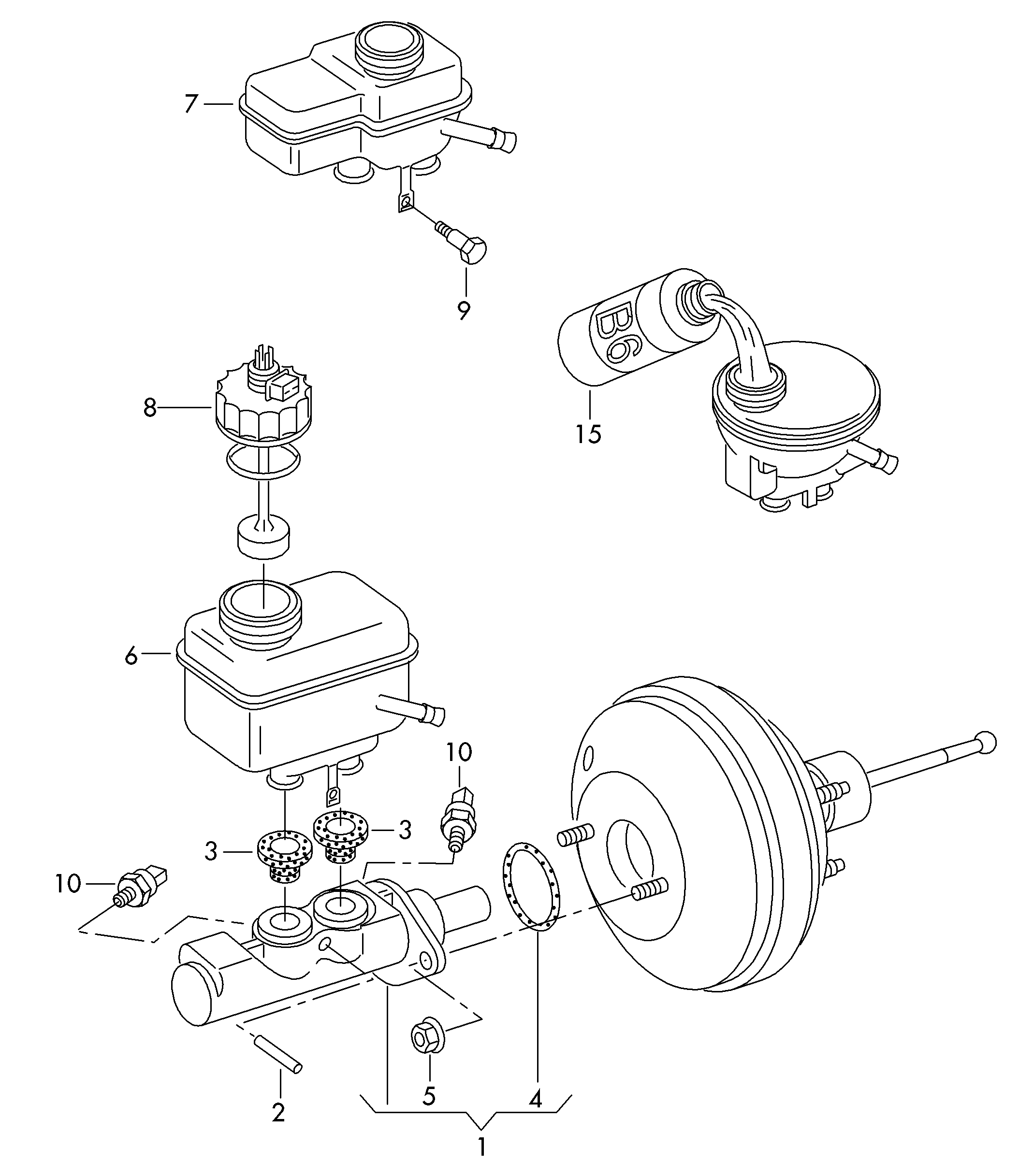 Seat 1J1 614 019 A - Pagrindinis cilindras, stabdžiai onlydrive.pro