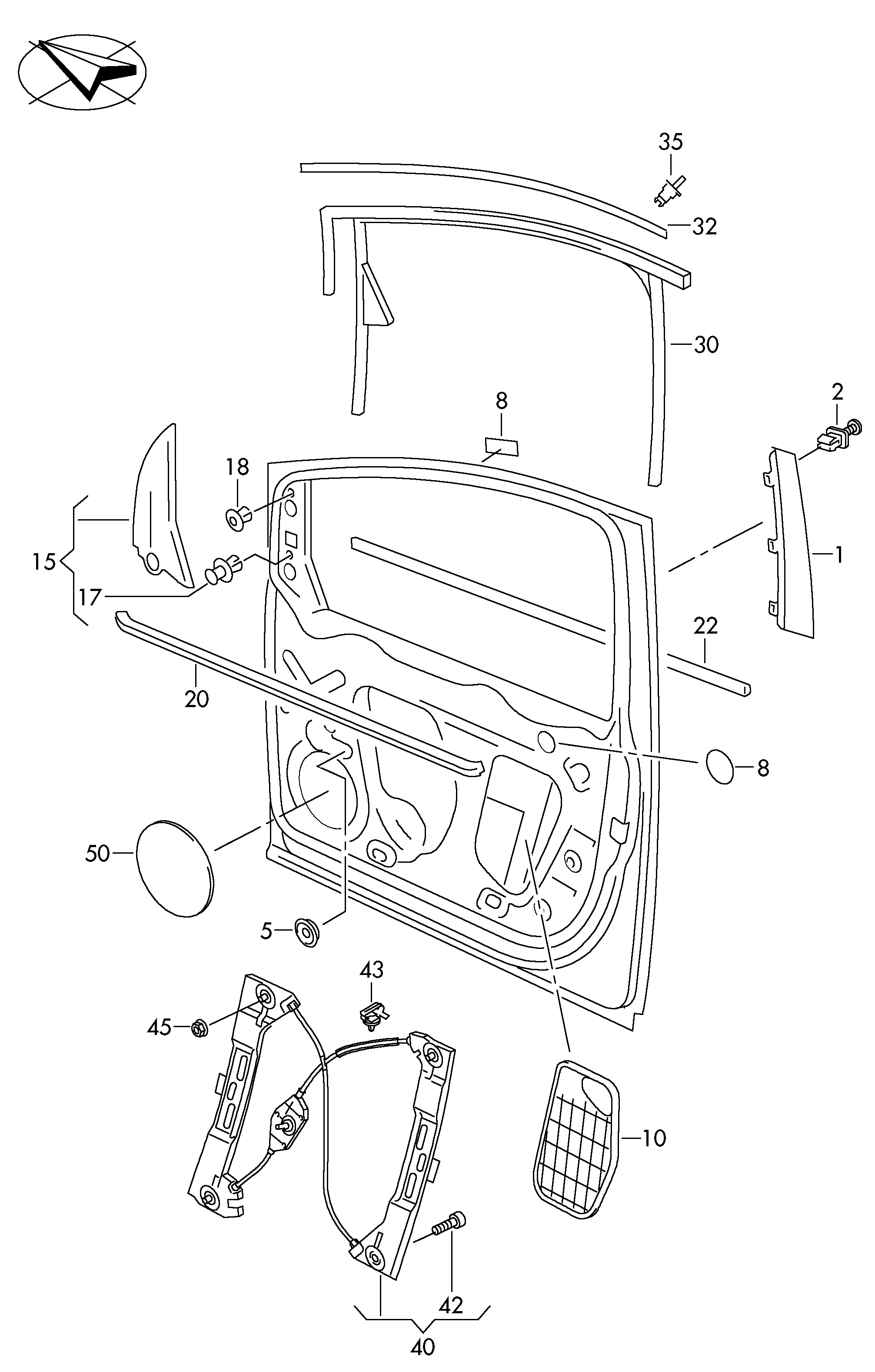 VAG 7N0 837 461J - Window Regulator onlydrive.pro