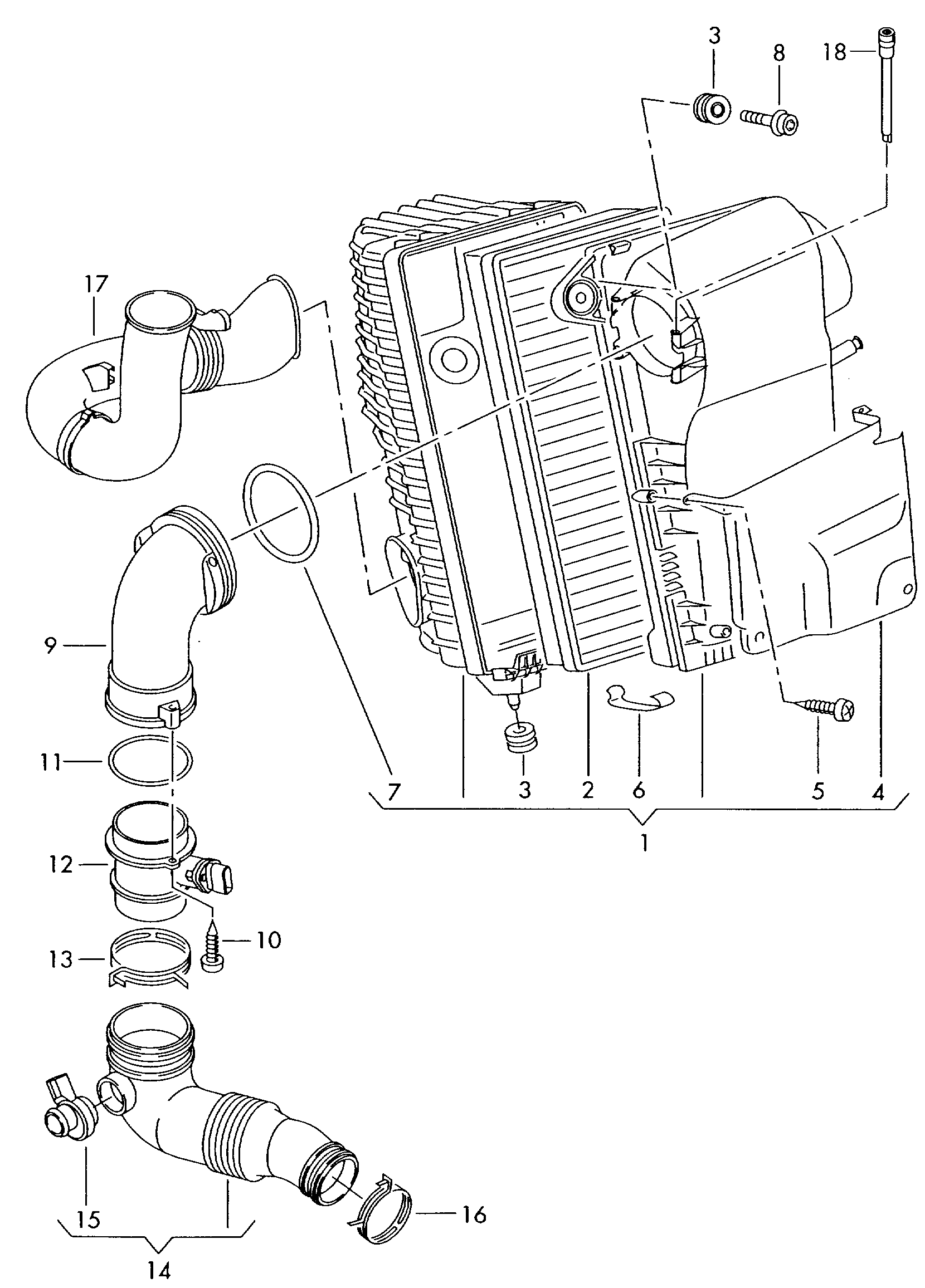 Skoda 03G 906 461 C - Air filter with connecting parts: 1 pcs. onlydrive.pro