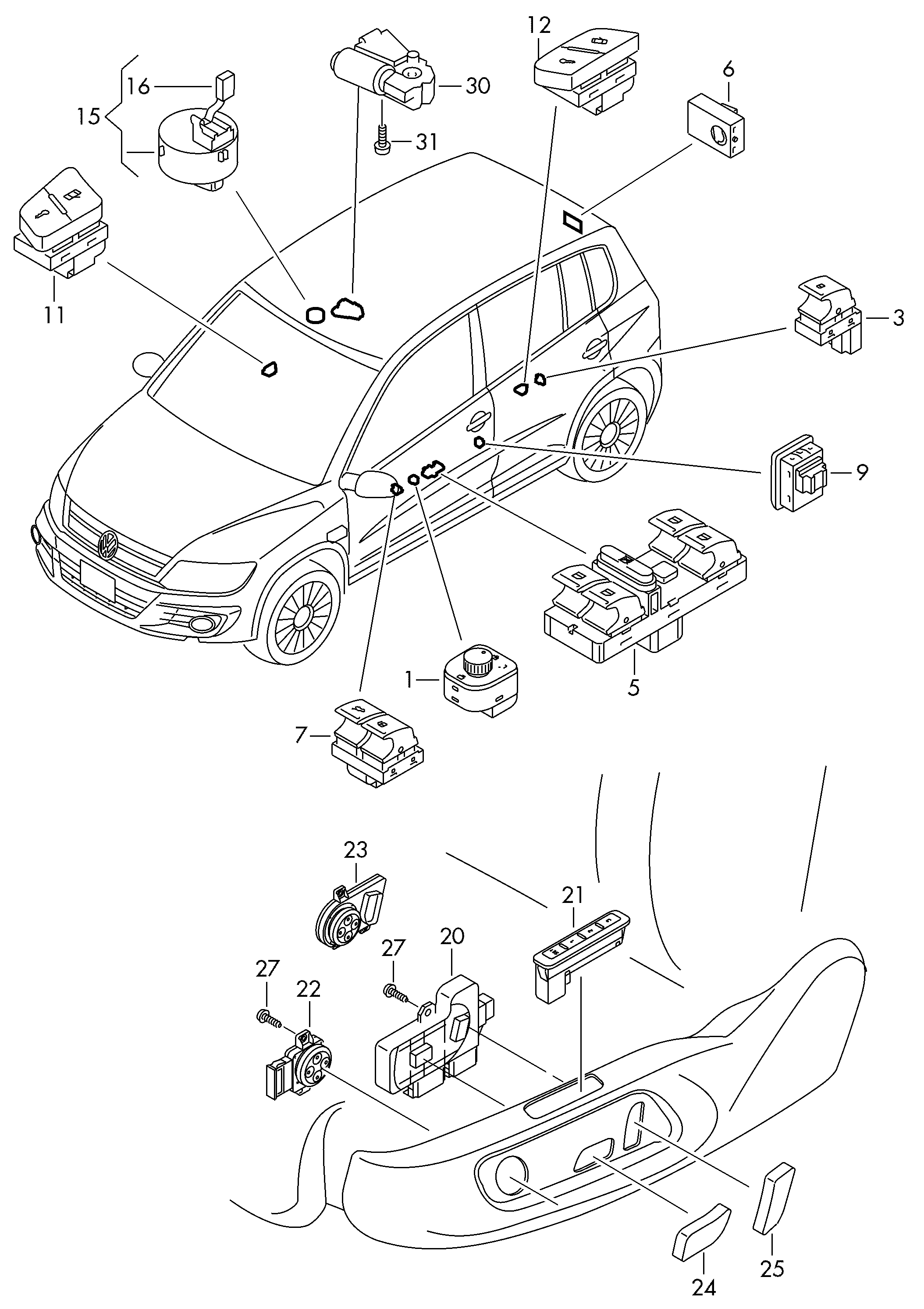 VW 8E0959777B - Säätöelementti, istuimen säätö onlydrive.pro