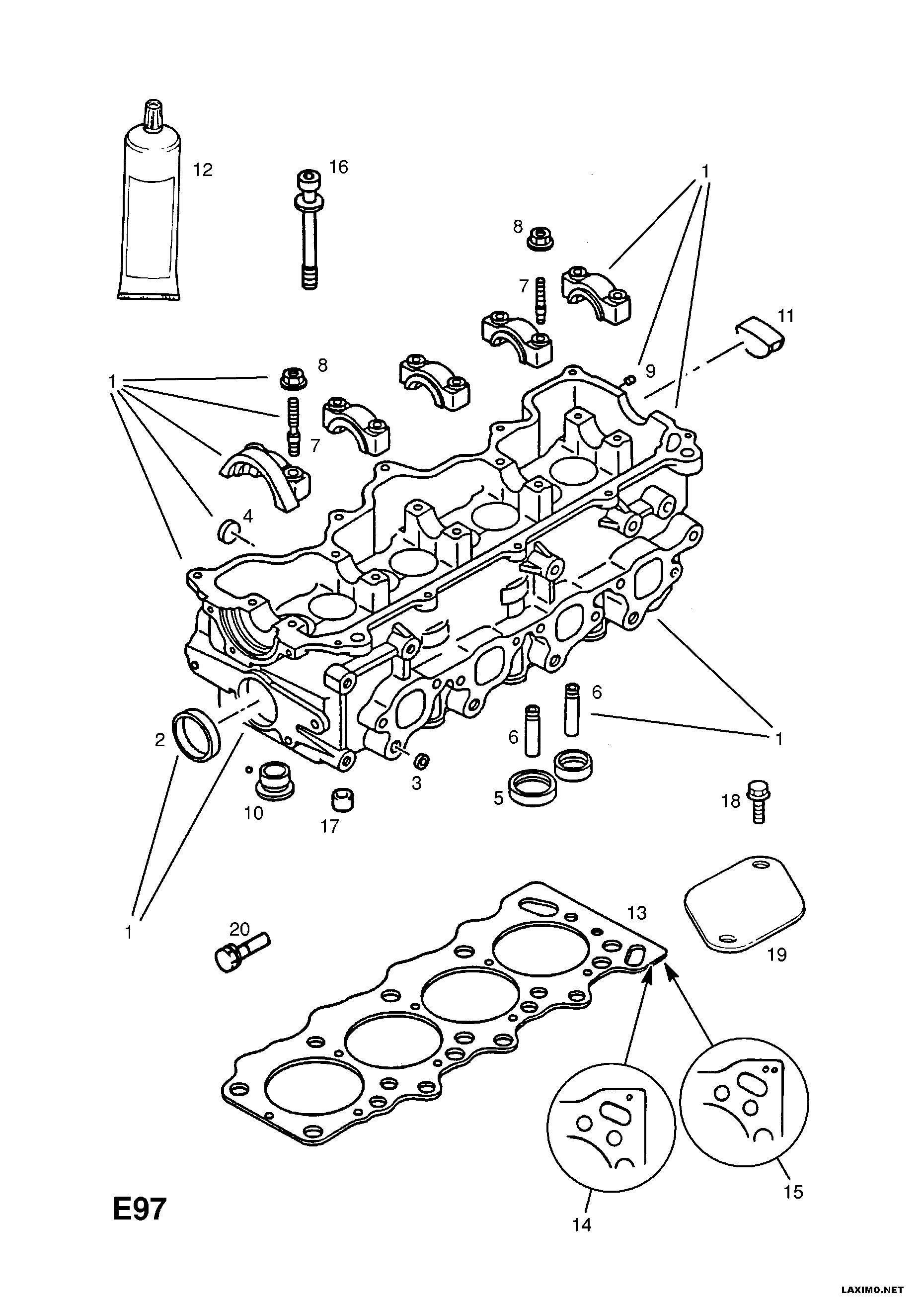 Opel 6 07 979 - 17d[lu7], x17d[2h7] diesel engines - cylinder head, plugs and ga: 1 pcs. onlydrive.pro