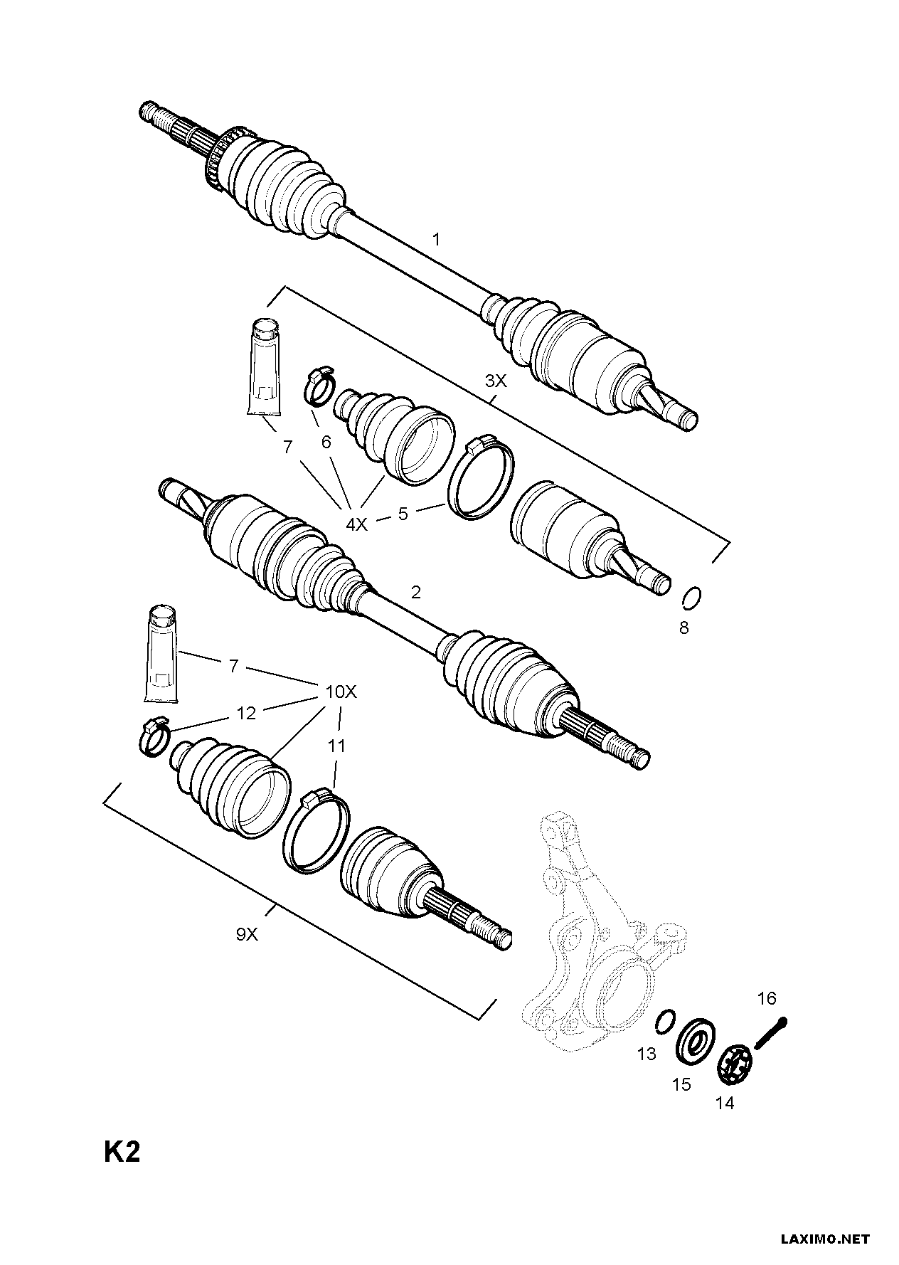 Opel 3 74 101 - Front axle drive shaft: 2 pcs. onlydrive.pro