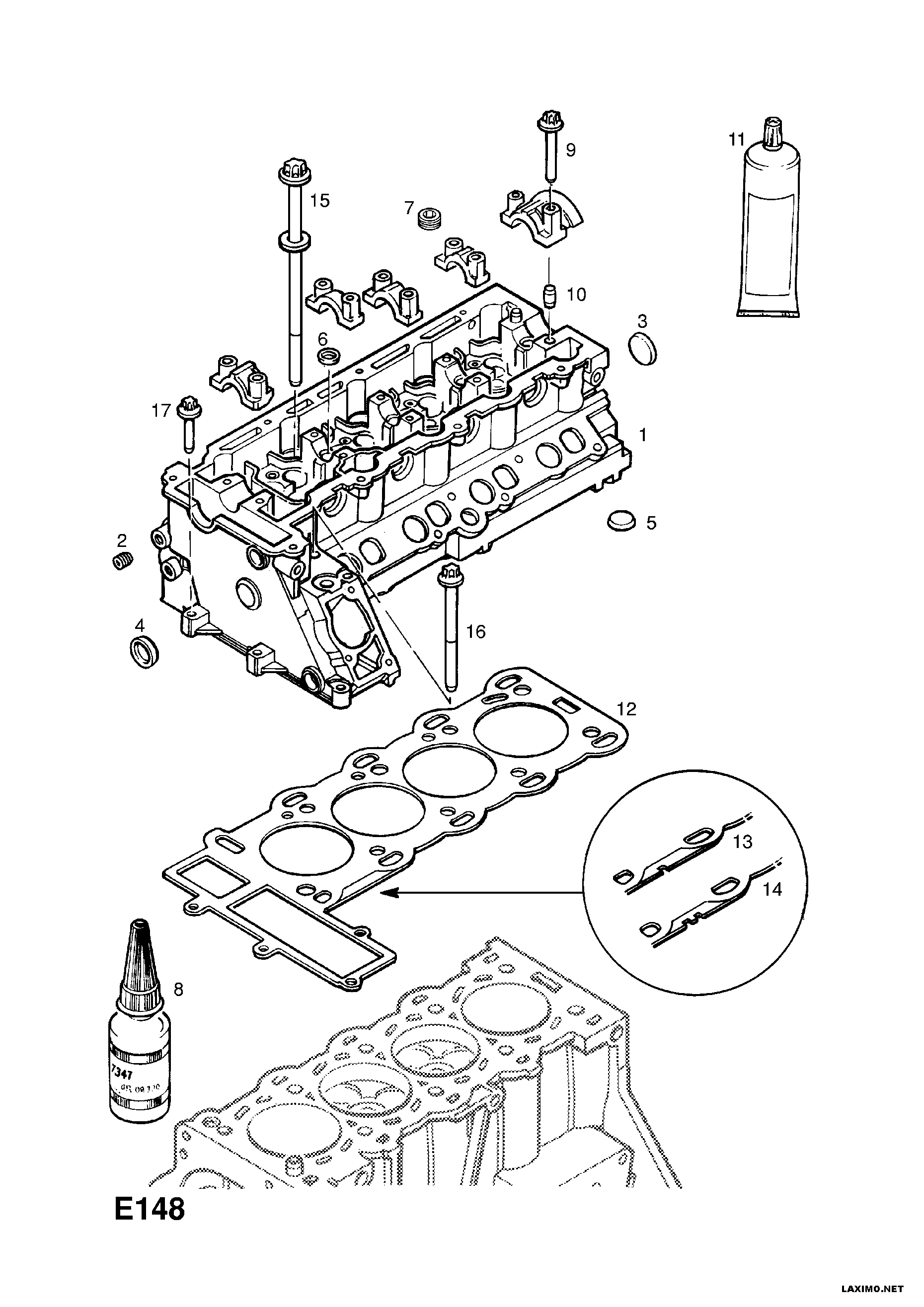 Opel 56 07 423 - Tarpiklis, cilindro galva onlydrive.pro