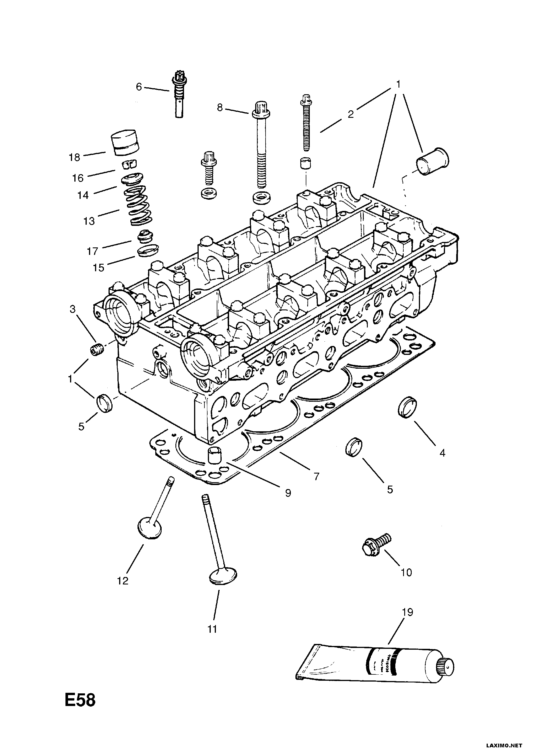 Opel 6 08 809 - X18xe[l79] petrol engine - cylinder head, plugs and gasket: 1 pcs. onlydrive.pro