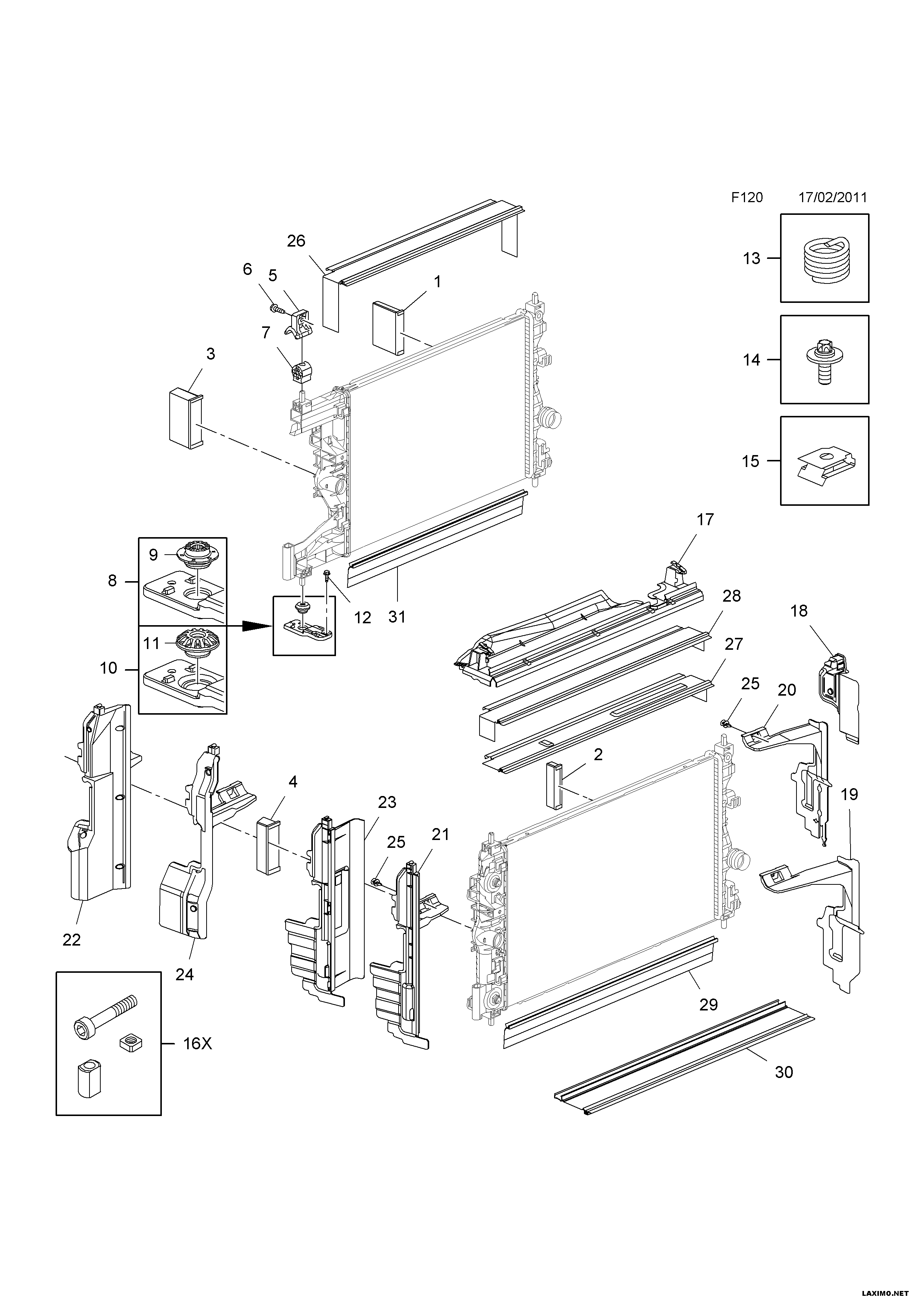 Opel 13 10 957 - Mounting, radiator onlydrive.pro